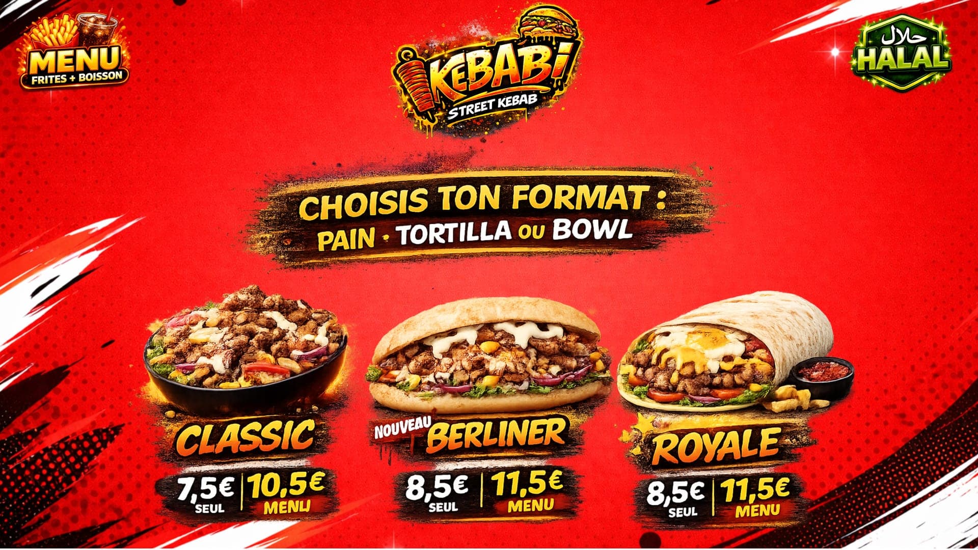 Planche du menu Kebabi chez Docteur Burger à Mulhouse