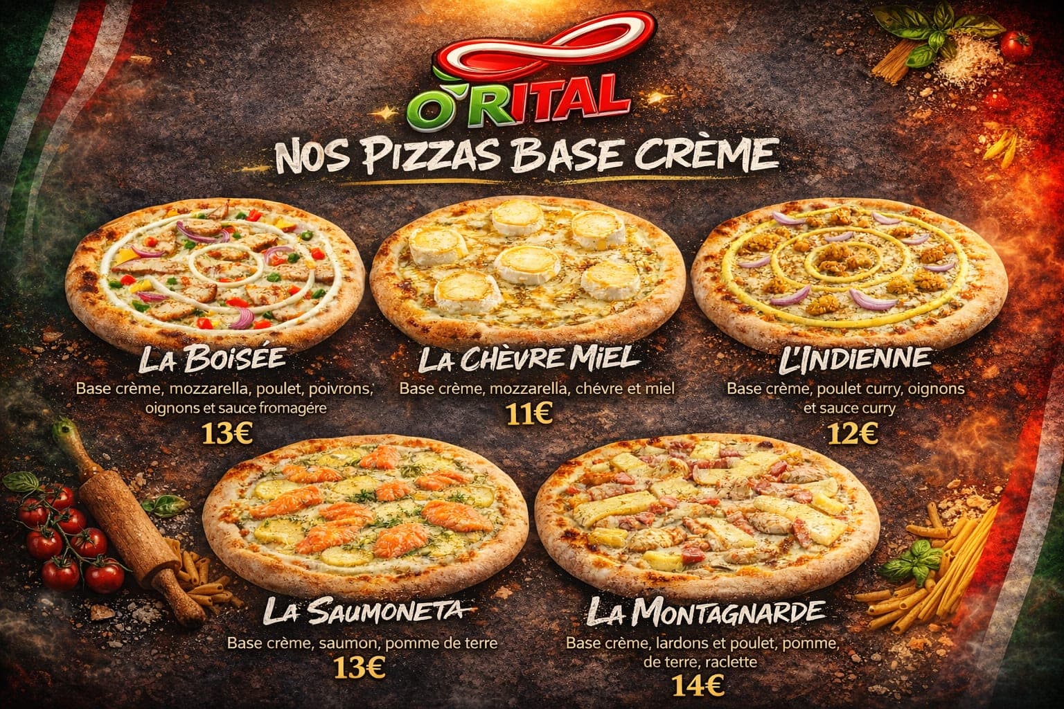 Planche du menu O'Rital chez Docteur Burger à Mulhouse