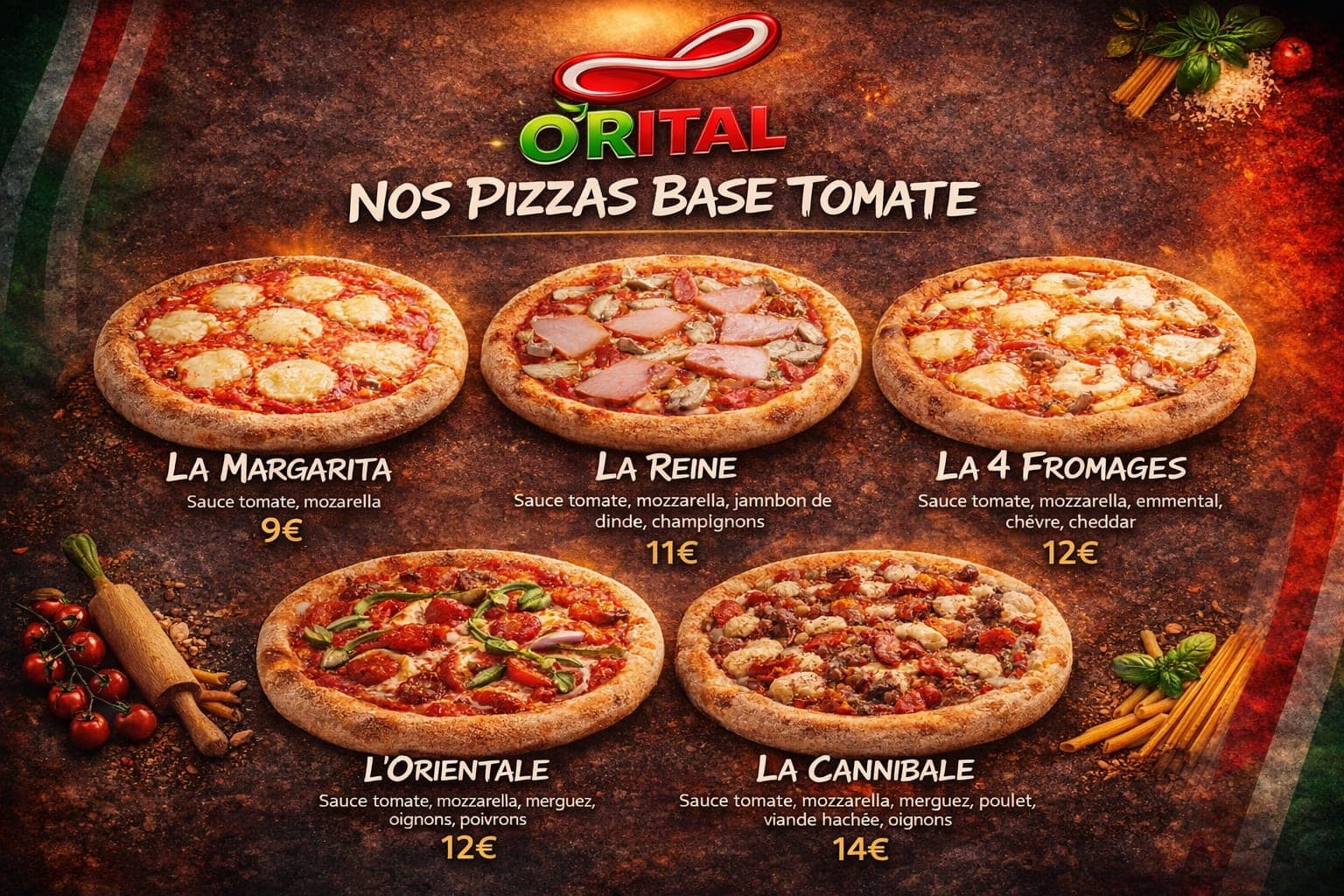 Planche du menu O'Rital chez Docteur Burger à Mulhouse